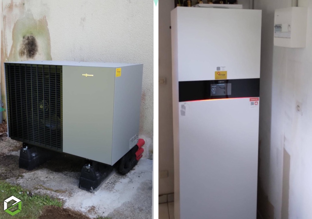 Consultez la chantier : installation d'une pompe à chaleur viessmann vitocal 150 a compact avec eau chaude sanitaire