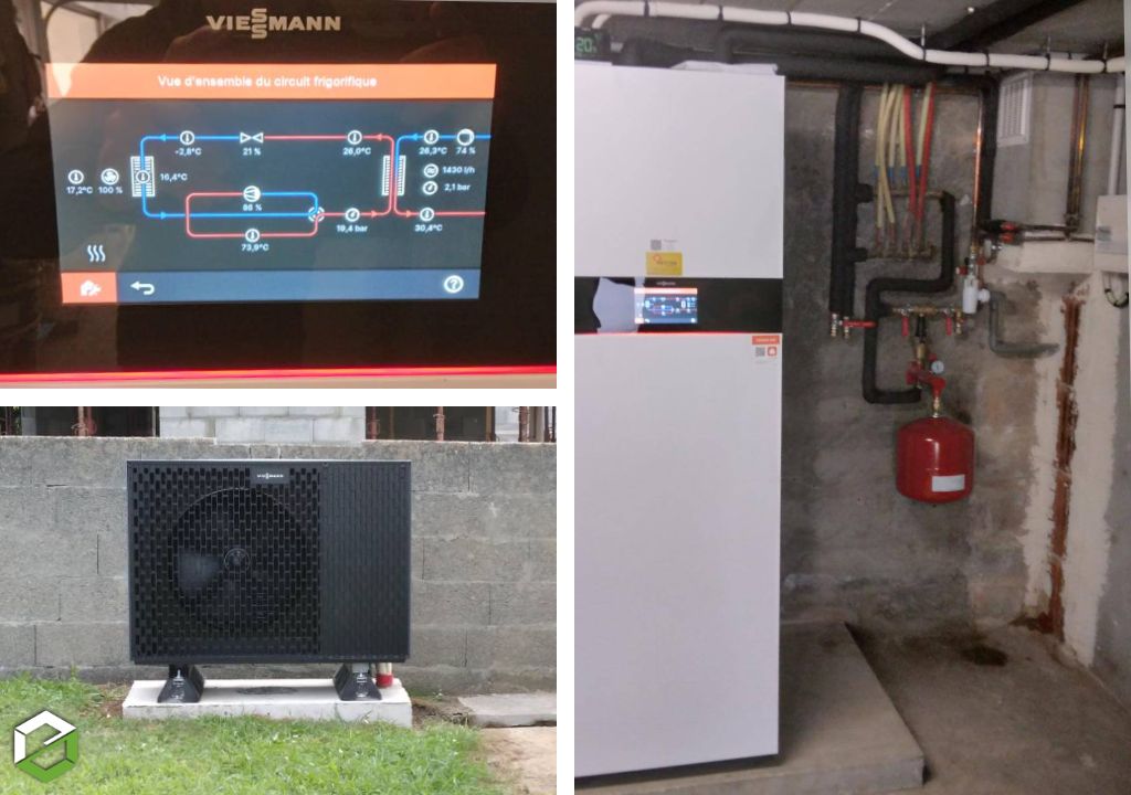 pose d'une pac viessmann vitocal 222s haute performance avec eau chaude sanitaire