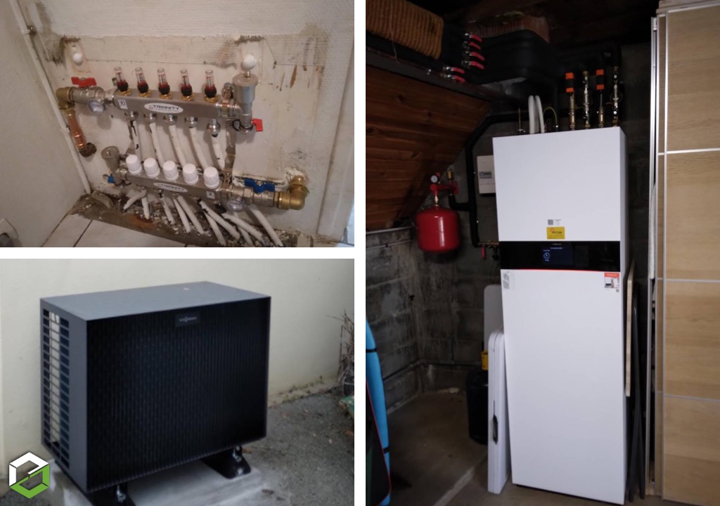 Installateur PAC Viessmann Vitocal 222s avec deux circuits chauffage et production d'eau chaude sanitaire
