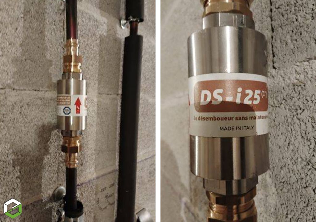 installation d'un désemboueur drag'eau ds-i25 sur un plancher chauffant