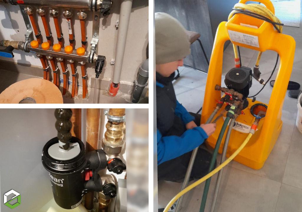 nettoyage et désembouage d'une installation de chauffage sur une pompe à chaleur de marque viessmann 