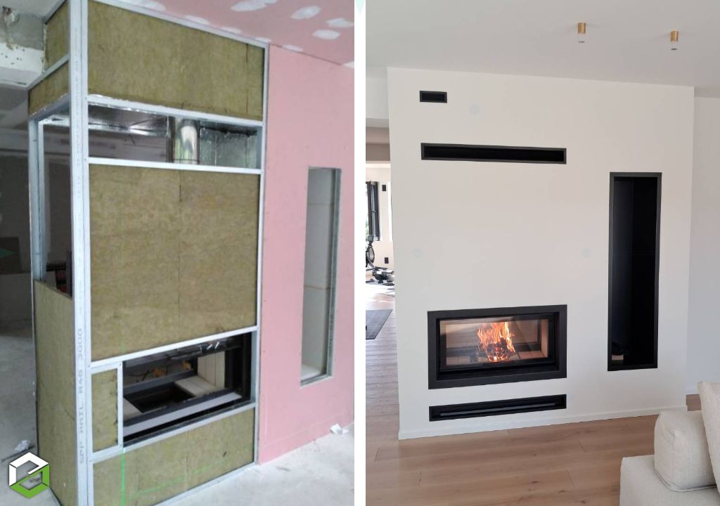Installation d'un foyer bois double faces
