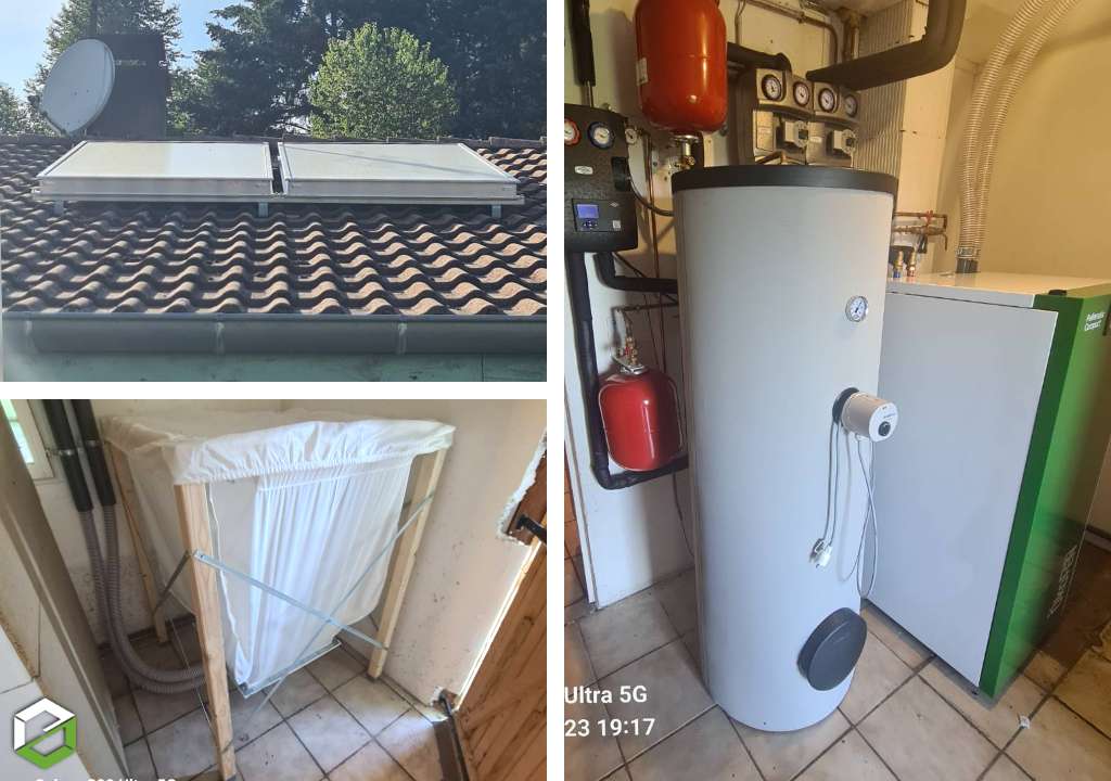 Remplacement d'une chaudière fioul par une chaudière à granulés Ökofen - Installation chauffe-eau solaire - Entreprise RGE