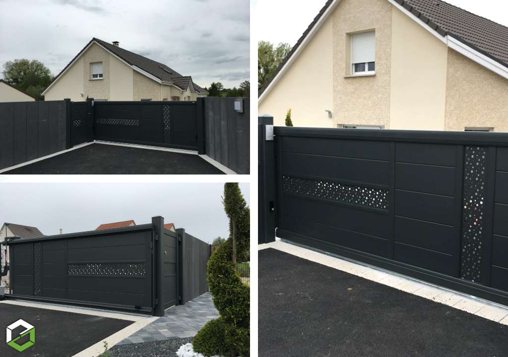 Pose d'un portail coulissant et d'un portillon en aluminium - Installation sur mesure et moderne
