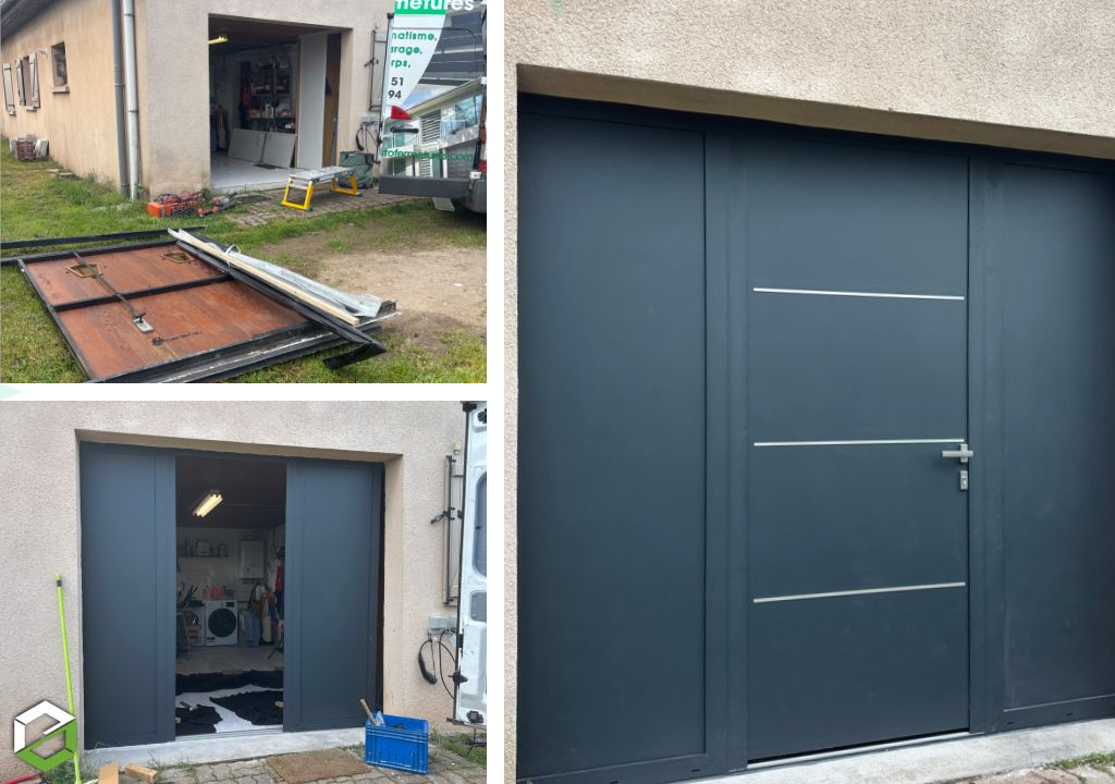 Pose d’une porte de service aluminium avec impostes
