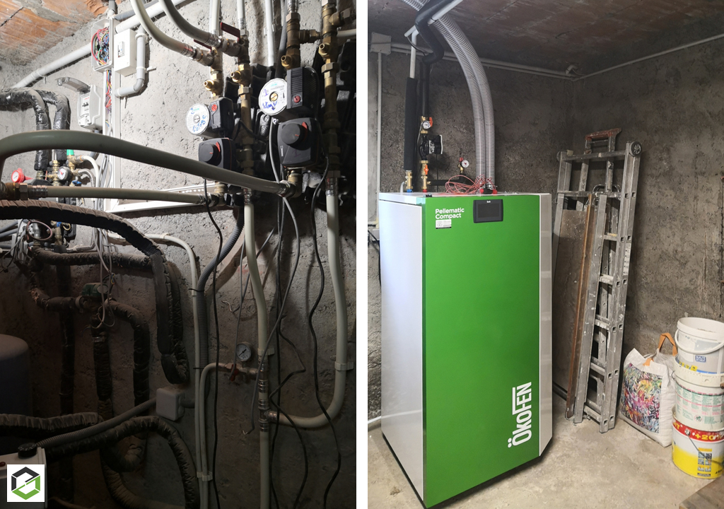 Installation d'une chaudière à granulés de bois ÖKOFEN Pellematic Compact