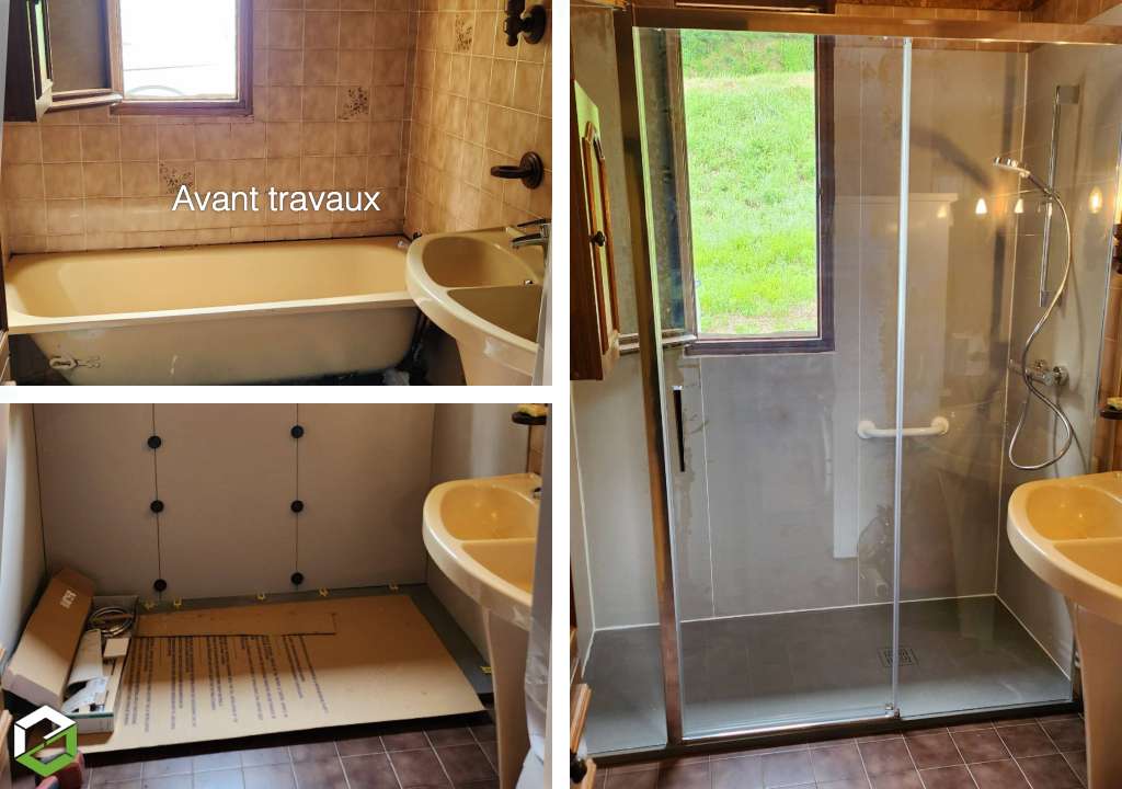 Rénovation salle de bain - remplacement d'une baignoire par une douche