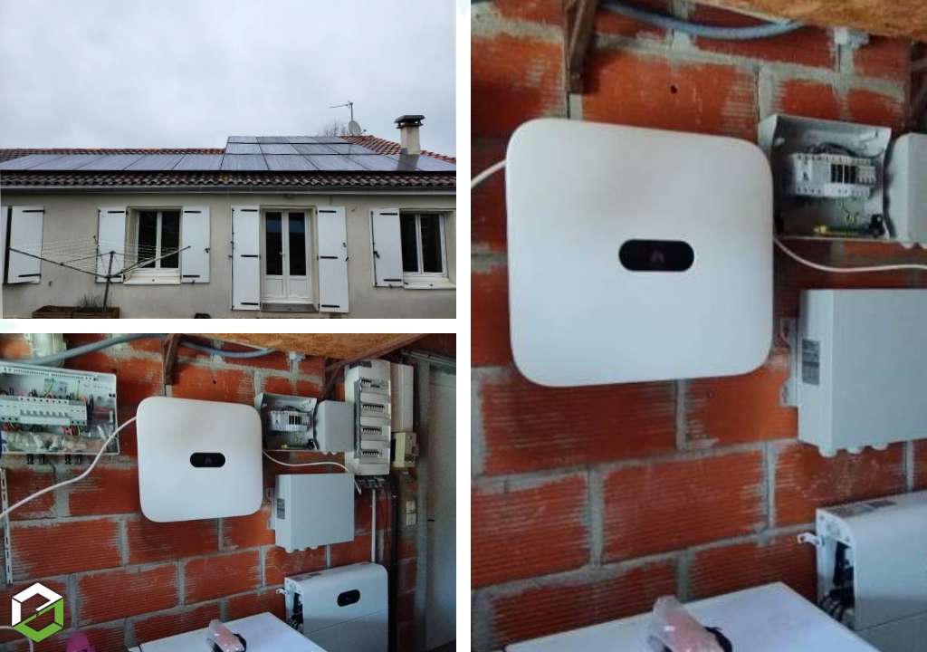 Installation photovoltaïque DUALSUN de 9Kw associée à un onduleur général et batterie de stockage HUAWEI de 10Kw - RGE QualiPV