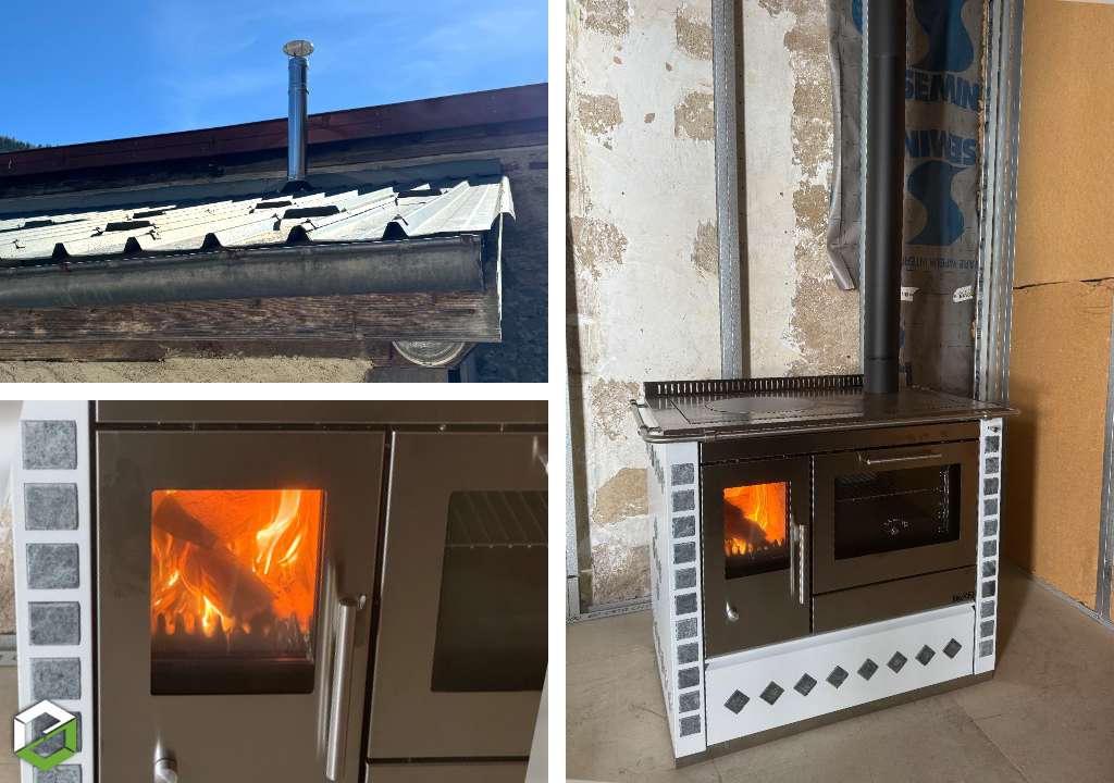 Installation d'une cuisinière à bois TYROLA modèle TR_C 95 - Entreprise RGE Qualibois