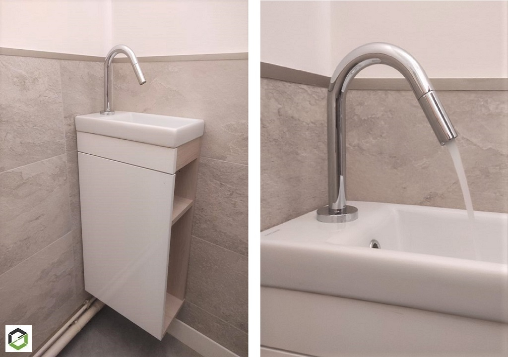 Installation d'un lave-mains et d'une robinetterie