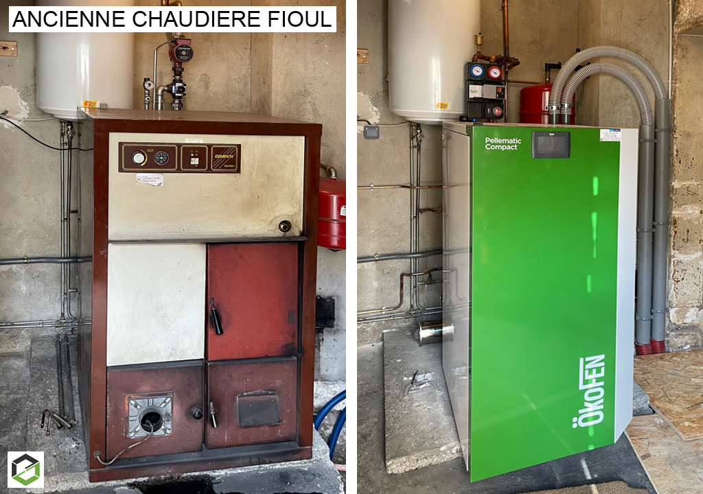 Consultez la chantier : remplacement d'une chaudière fioul par une chaudière à granulés Ökofen