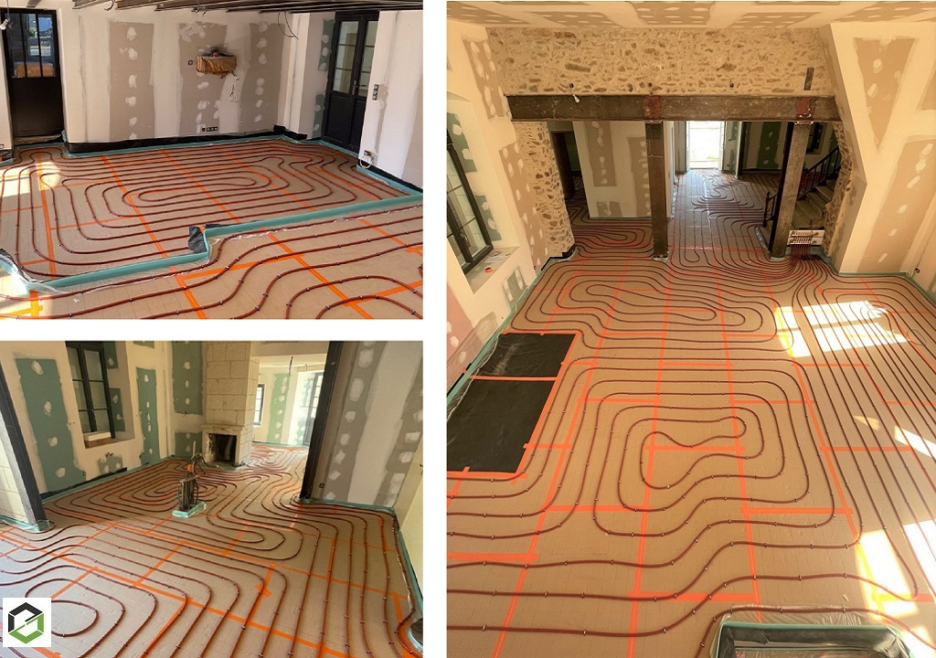 mise en place d'un plancher chauffant dans une maison en rénovation