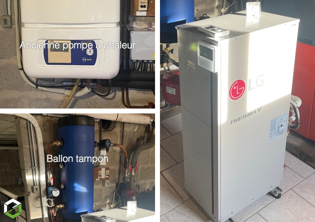 remplacement d'une pompe à chaleur par une nouvelle de marque lg
