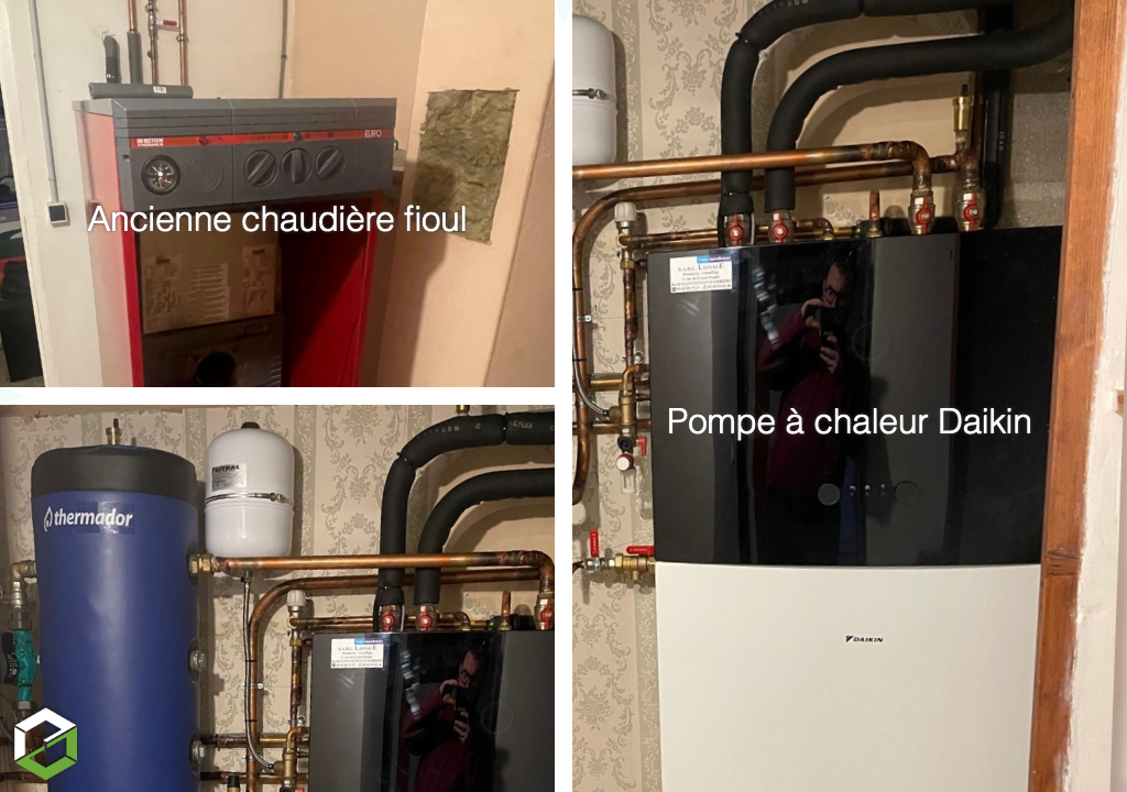 remplacement d'une chaudière fioul par une pompe à chaleur daikin