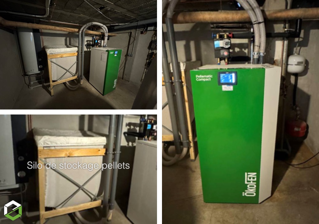 installation d'une chaudière à granulés okofen et d'un ballon thermodynamique thermor