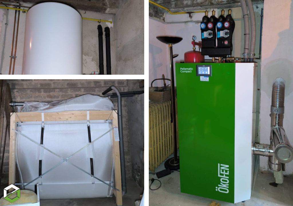 Installation d'une chaudière à granulés de bois Okofen en remplacement d'une chaudière à gaz