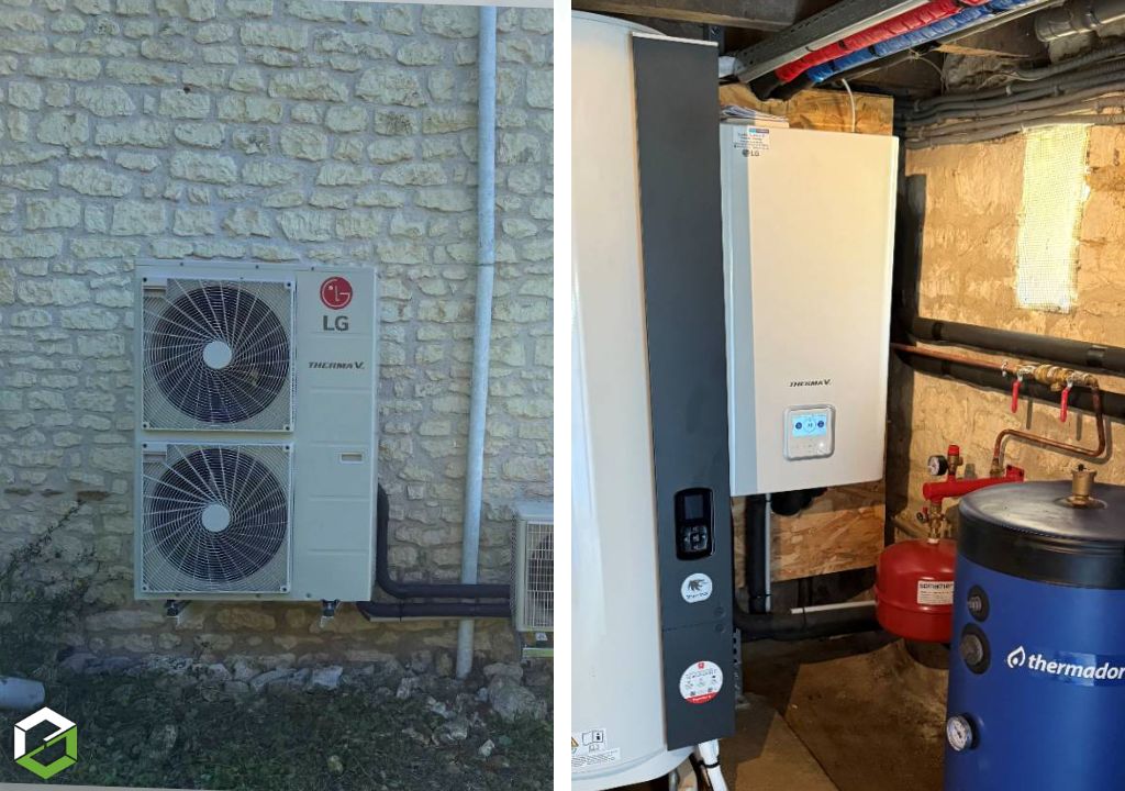 Remplacement d'une chaudiere a fioul par une pompe a chaleur LG et par un ballon Thermodynamique Thermor