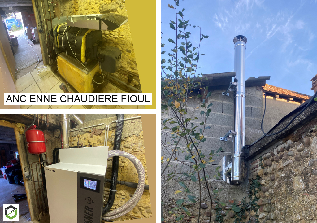 Installation d'une chaudière à granulés de bois (pellets) Hargassner