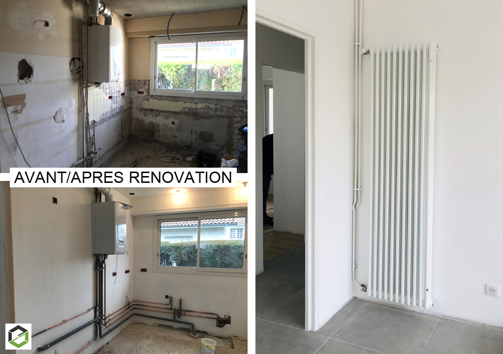 Consultez la chantier : rénovation thermique d'une maison : chaudière gaz condensation, circuit de chauffage, radiateurs
