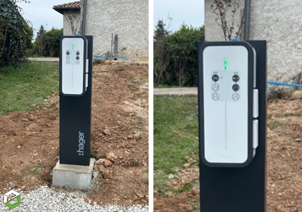 Consultez la chantier : installation d’une borne de recharge électrique hager de 22 kw triphasé