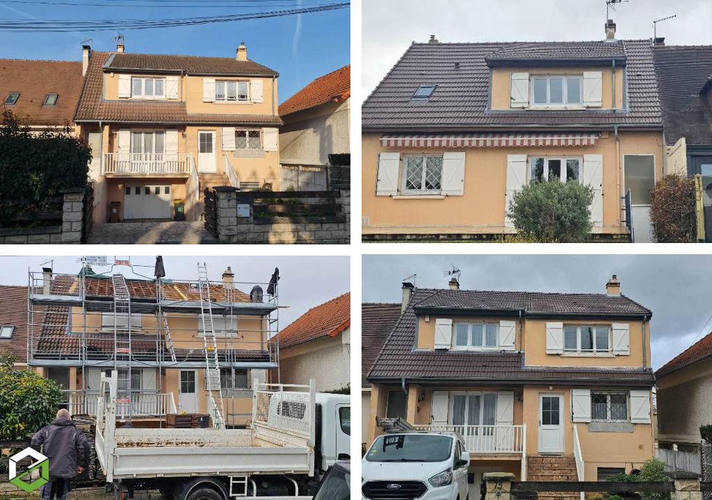 Consultez la chantier : réfection complète de couverture en tuile mécanique type pv13 vieilli masse avec isolation en rampant de toiture