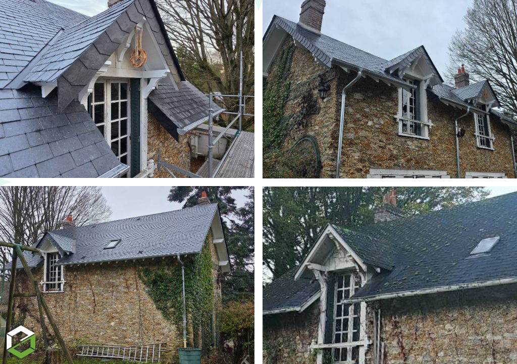 réfection complète de la couverture d'une annexe en ardoise naturel