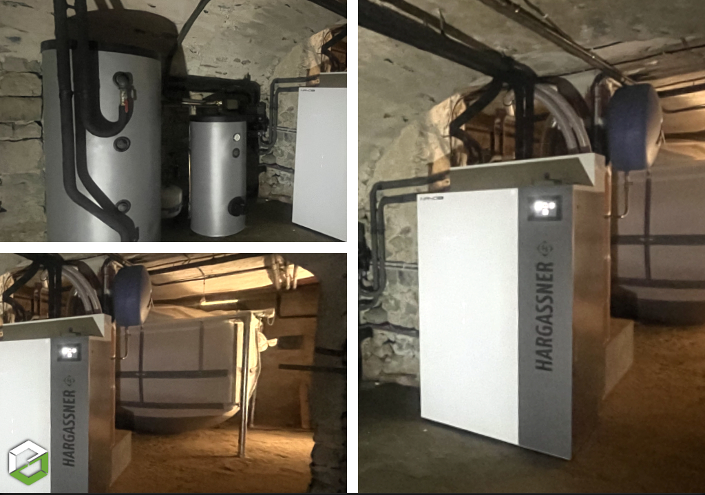 installation d'une chaudière à granulés de bois pellets hargassner nano pk25