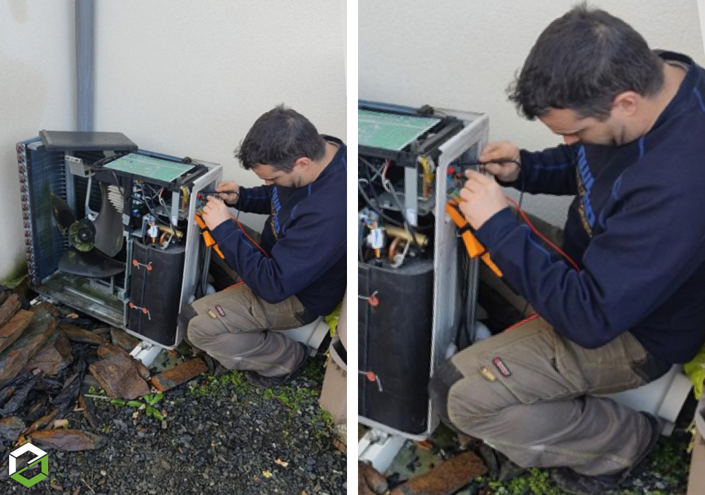 Traitement d'un défaut de fonctionnement sur l'unité extérieure d'une pompe à chaleur Daikin : défaut U7-0