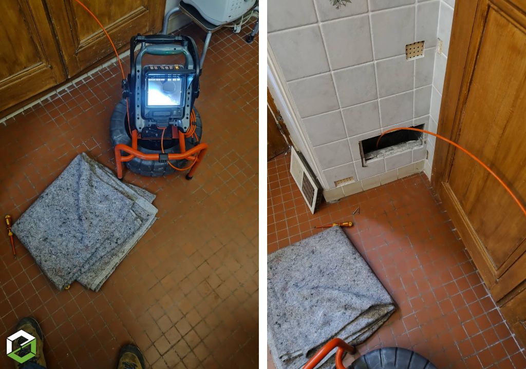 inspection des canalisations de gaines d'air soufflé d'un chauffage central