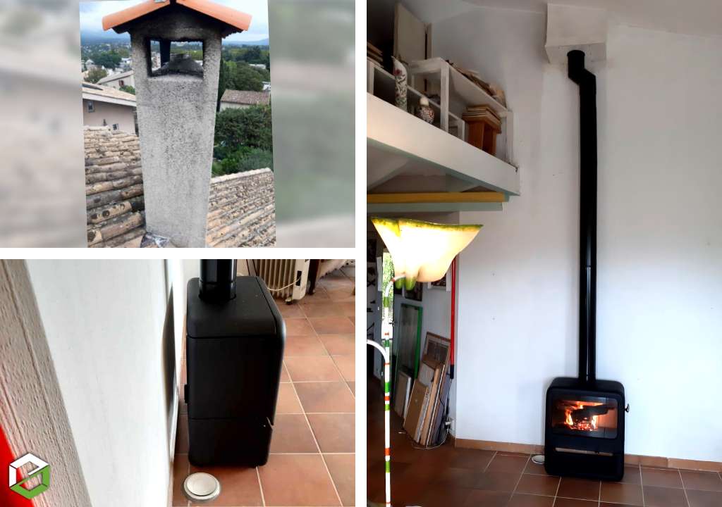 Consultez la chantier : pose d'un poêle à bois dovre