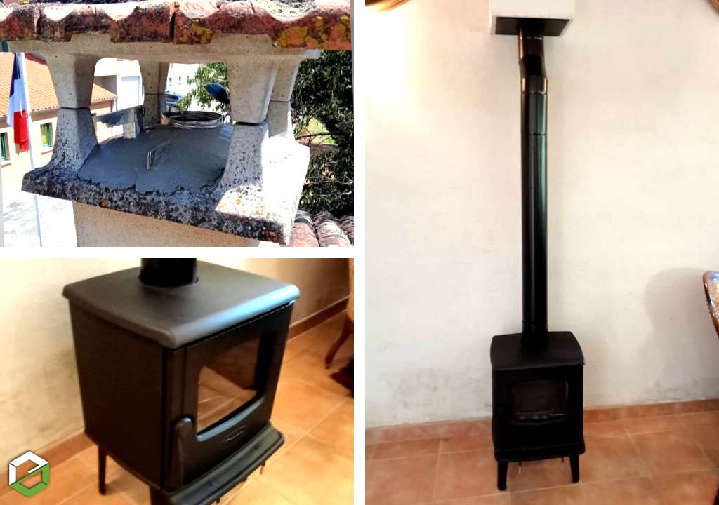 Installation d'un poêle à bois de la marque Dovre - RGE QualiBois