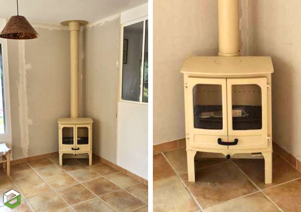 Consultez la chantier : installation d'un poêle à bois charnwood - rge qualibois