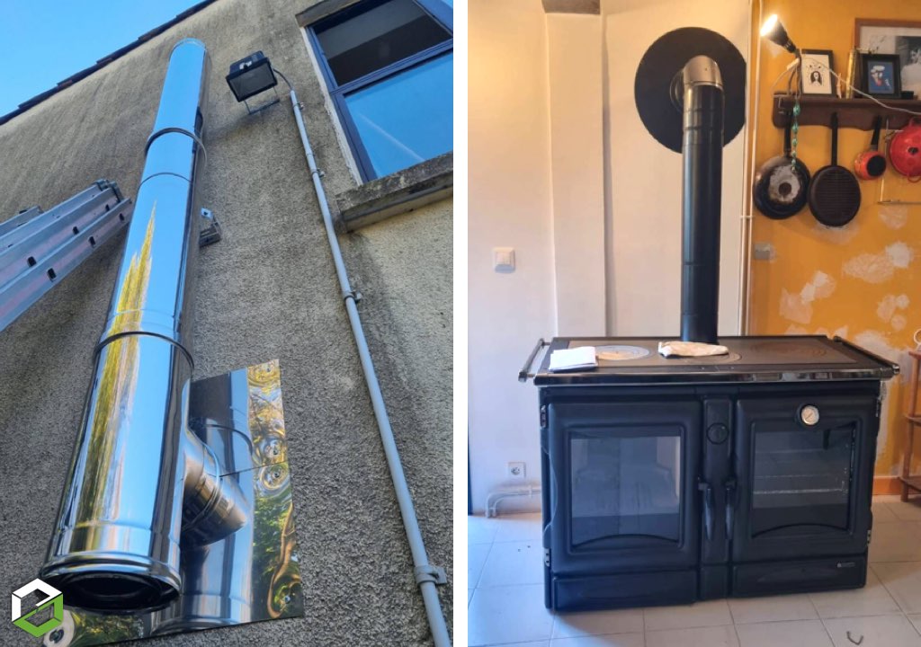 Consultez la chantier : installation d'une cuisinière à bois nordica - entreprise rge qualibois