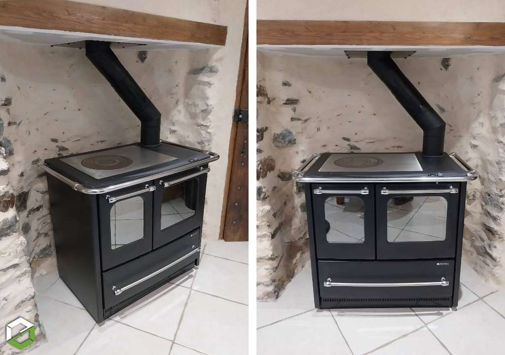 Installation d'une cuisinière à bois Nordica - Entreprise RGE Qualibois