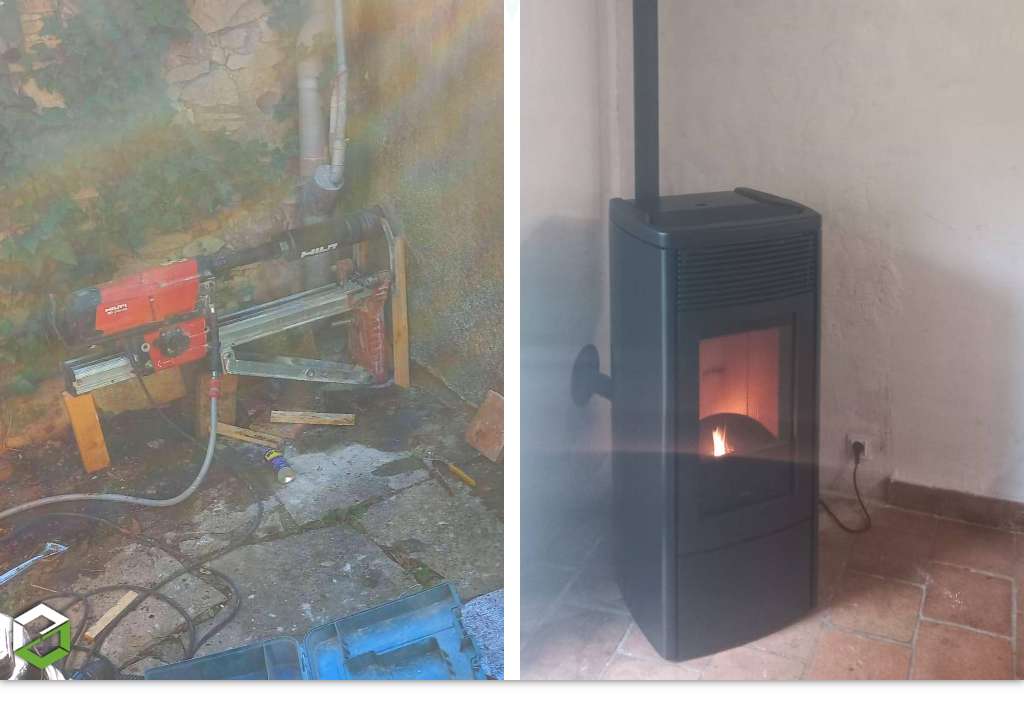 Consultez la chantier : installation d'un poêle à granulés de bois nobis - entreprise rge qualibois