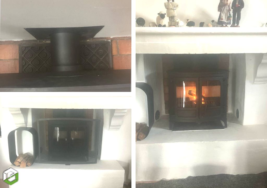 Consultez la chantier : installation d'un poêle à bois charnwood avec des bûches de 55 cm de longueur - entreprise rge qualibois 