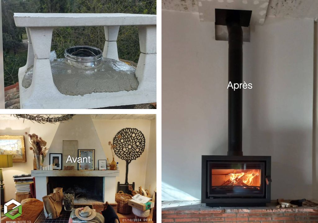 Consultez la chantier : installation d'un poêle charnwood 5 kw en remplacement d'une ancienne cheminée - entreprise ma prime renov 