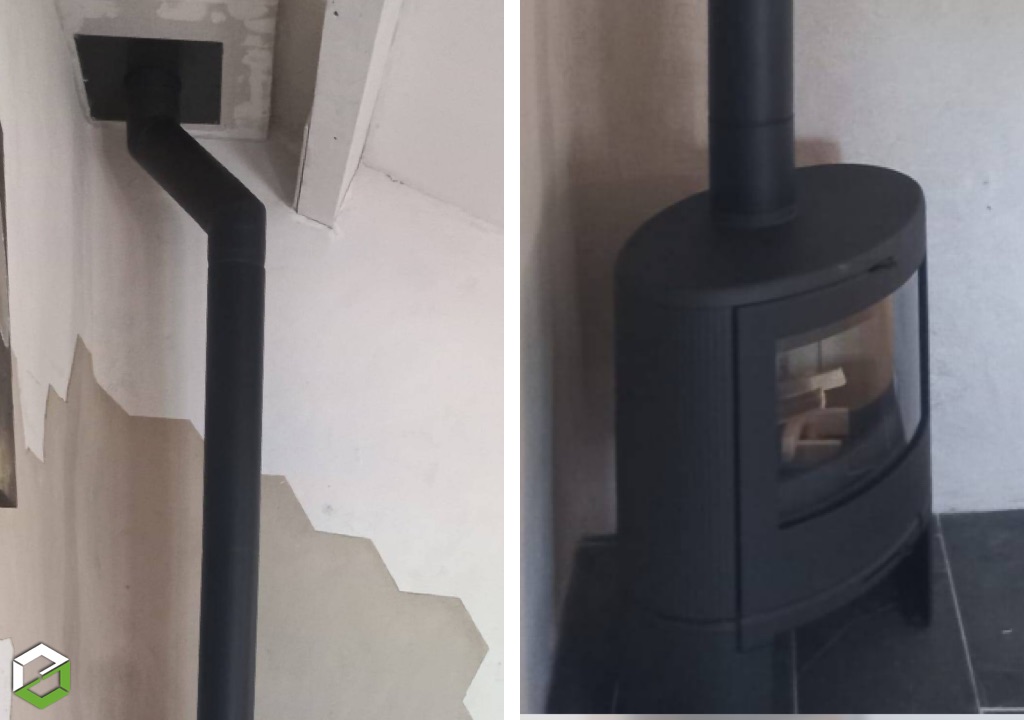 Pose d'un poêle à bois Dovre en fonte de 9 kW - Entreprise RGE Qualibois