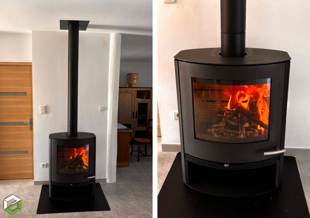 installation d'un poêle à bois bûches termatech par une entreprise rge