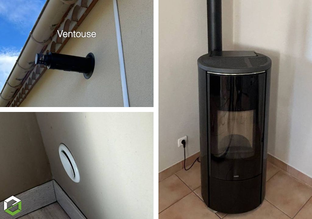 Consultez la chantier : pose d'un poêle à granulés/pellet avec une sortie ventouse - entreprise qualibois rge