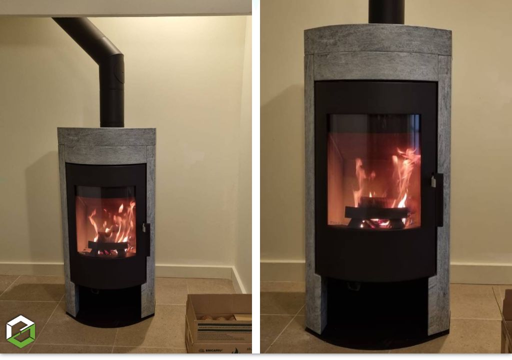 Consultez la chantier : installation d'un poêle à bois rika avec une masse d'accumulation thermique 