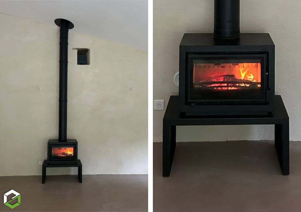 Pose d'un poêle à bois reconditionné Charnwood