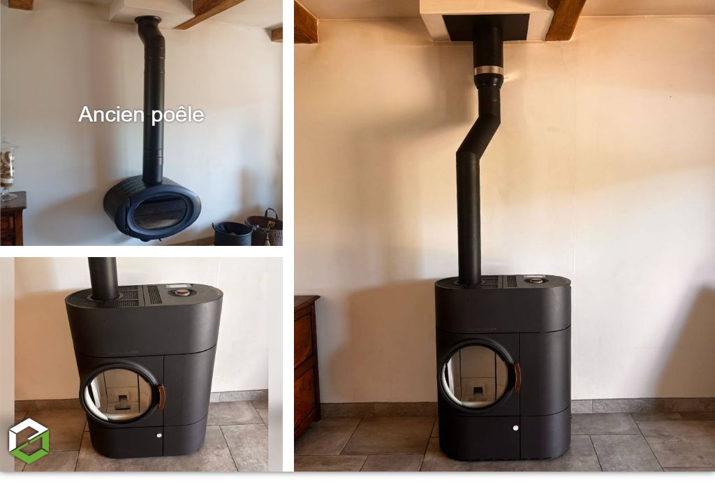 Remplacement d'un poêle à bois par un poêle mixte bois/pellets Austroflamm