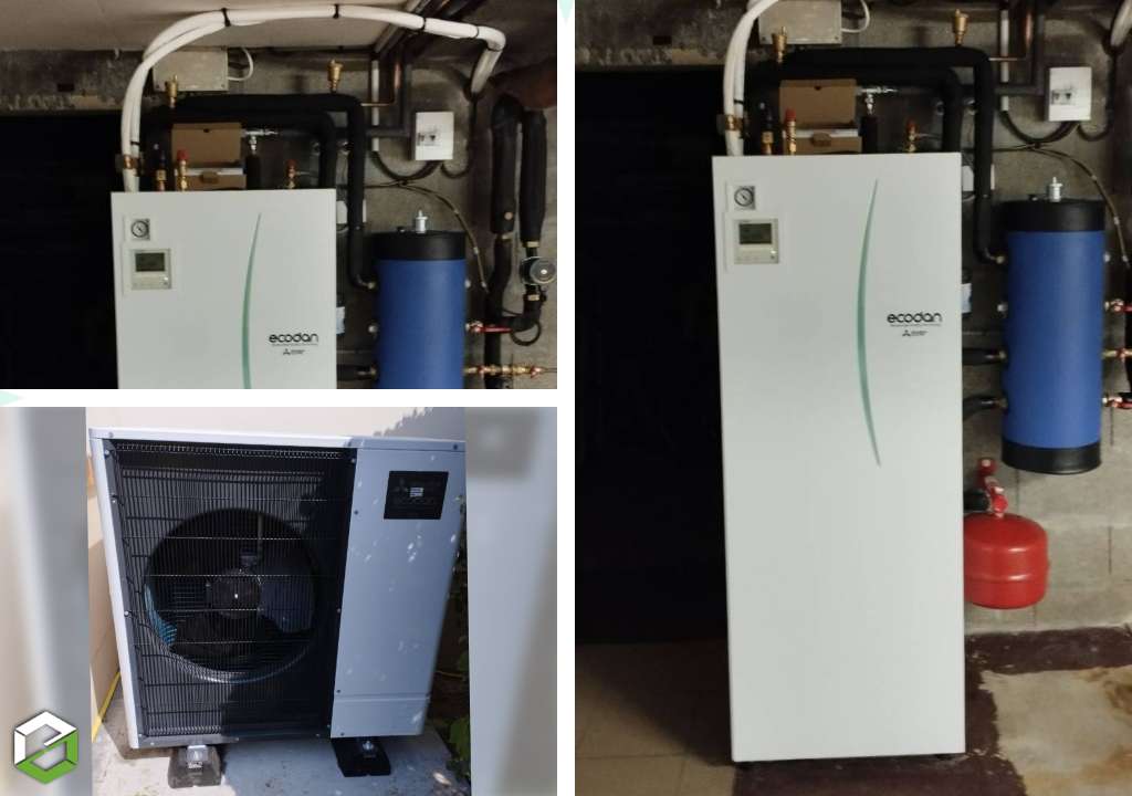 Consultez la chantier : remplacement d'une chaudière fioul  par une pompe à chaleur mitsubishi electric