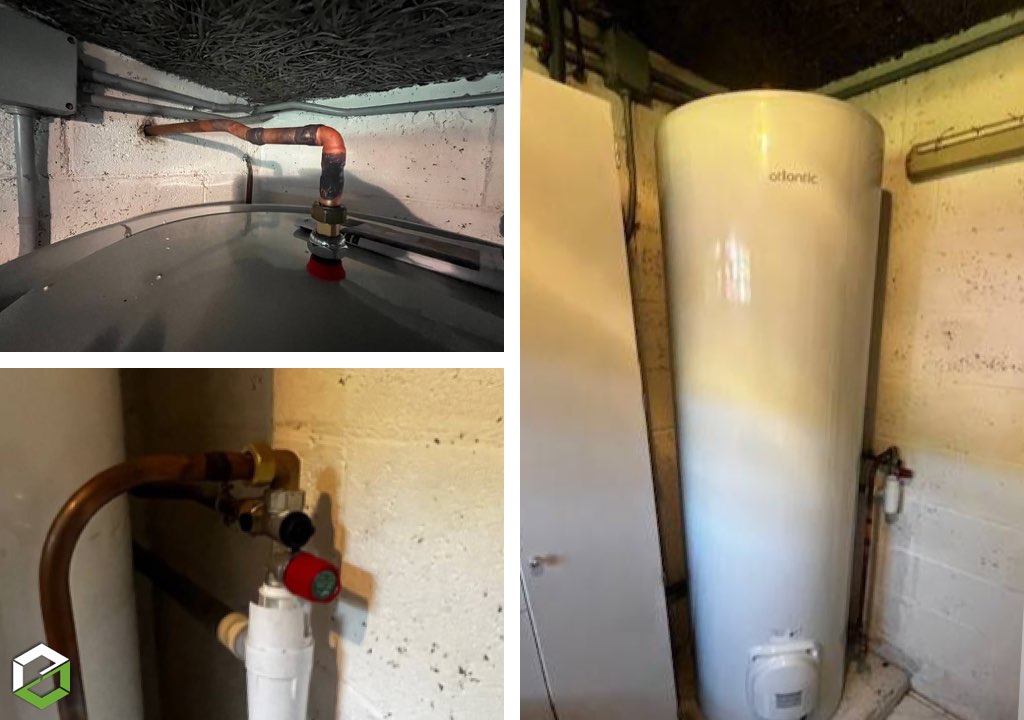 Consultez la chantier : installation d'un chauffe-eau atlantic sur socle de 300 litres - entreprise rge