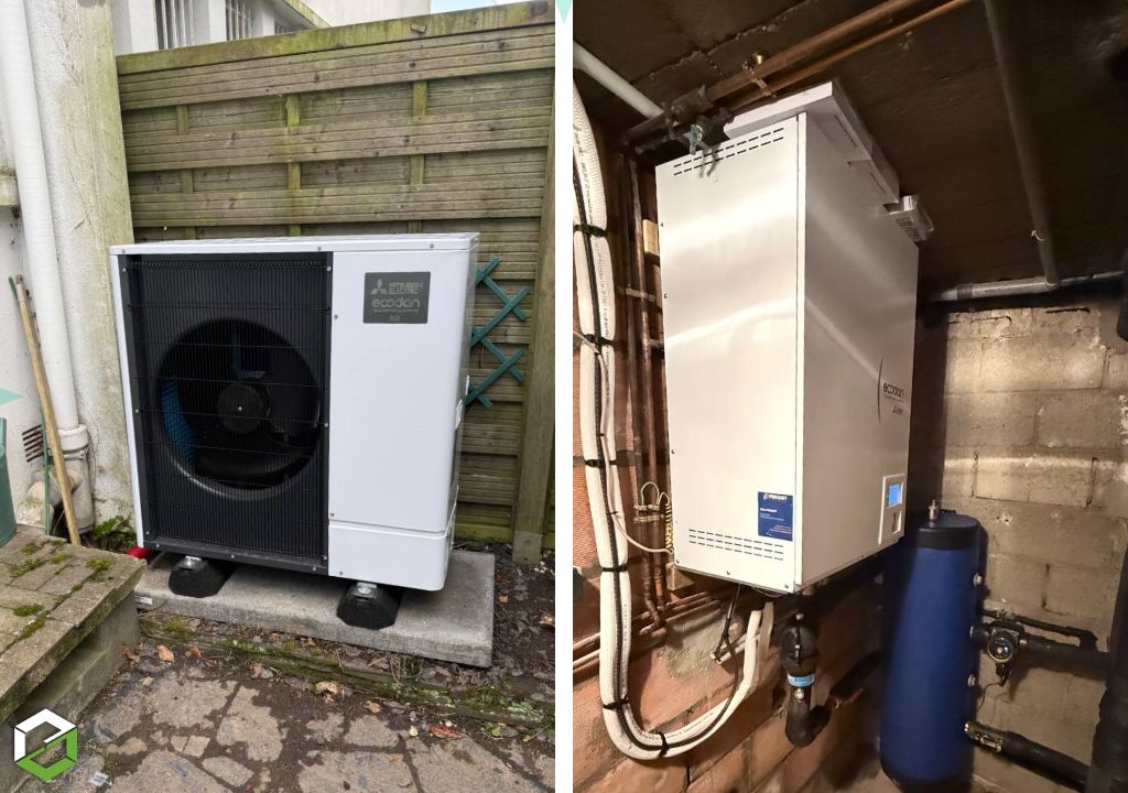 Consultez la chantier : ​installation d’une pompe à chaleur mitsubishi avec désembouage complet des radiateurs
