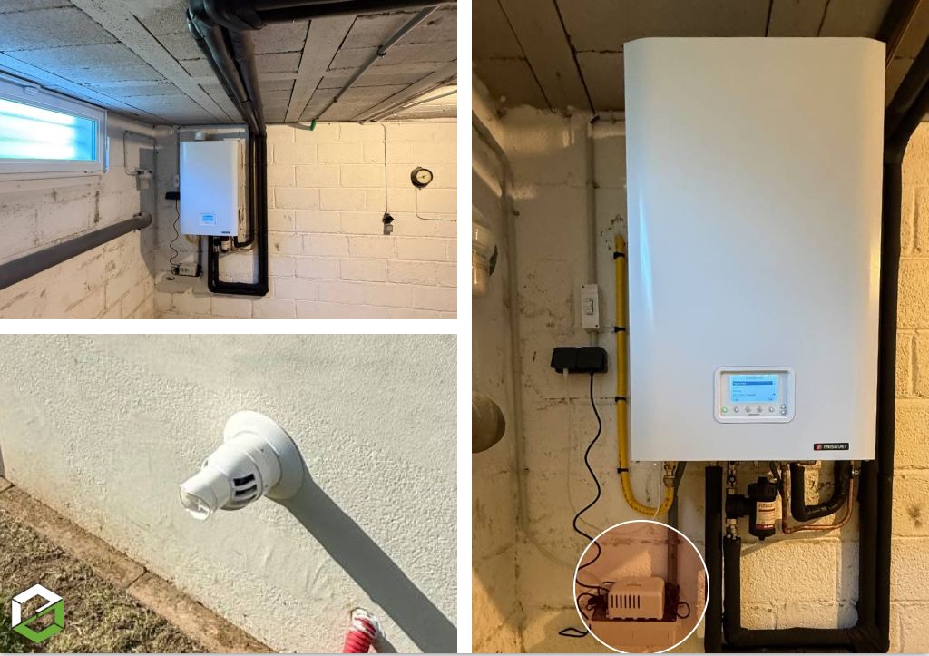 Consultez la chantier : installation d’une chaudière gaz à condensation frisquet