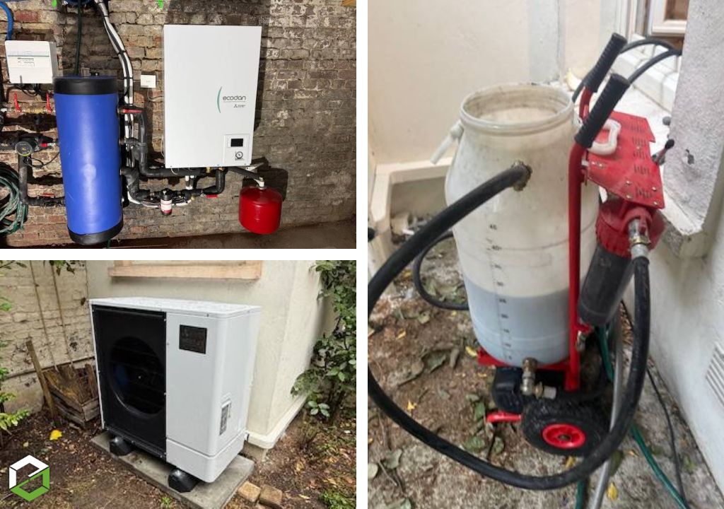 Consultez la chantier : installation d'une pompe à chaleur air -eau mitsubishi en remplacement d'une chaudière gaz