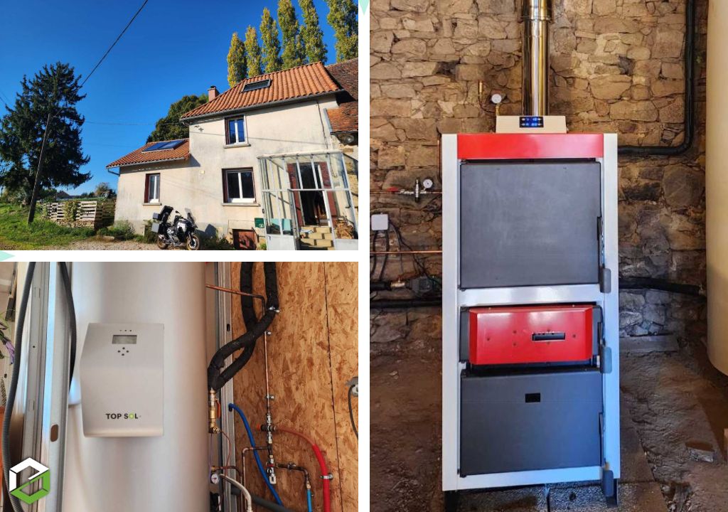 Installation d'une chaudière à bois MARELI 20 kW et CESI- RGE Qualibois & Qualisol