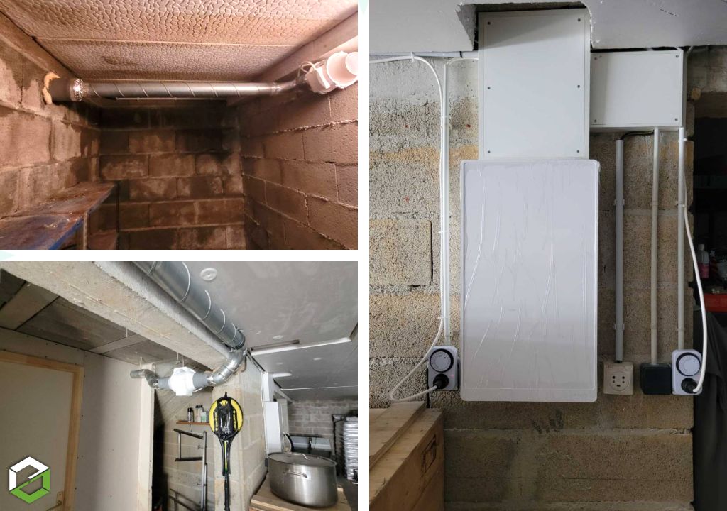 Installation d'un ventilateur de cave et de zone habitable en sous sol - RGE Ventilation +
